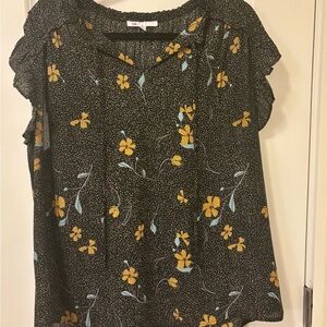 DR2 Black and Yellow Floral Blouse